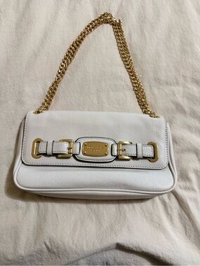Michael Kors Leather Shoulder Flap Bag Vanilla